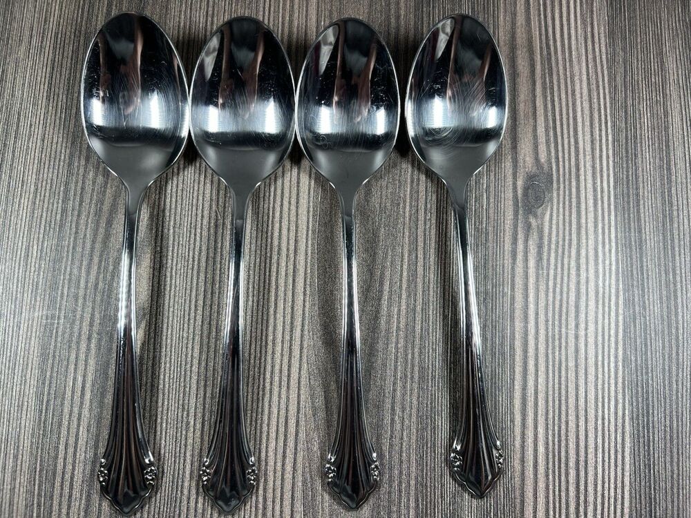 Oneida Ltd REPOSE 1881 Rogers Stainless Flatware Soup Spoons Set 4